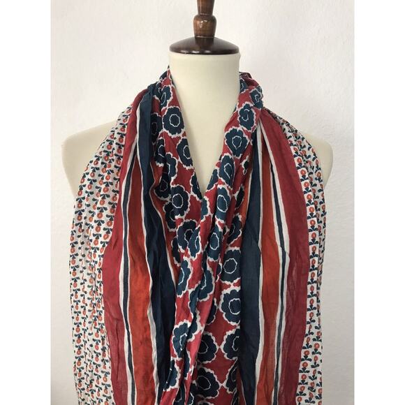 Coldwater Creek Multicolor Print Floral Graphic Raw Hem Scarf - Picture 6 of 10